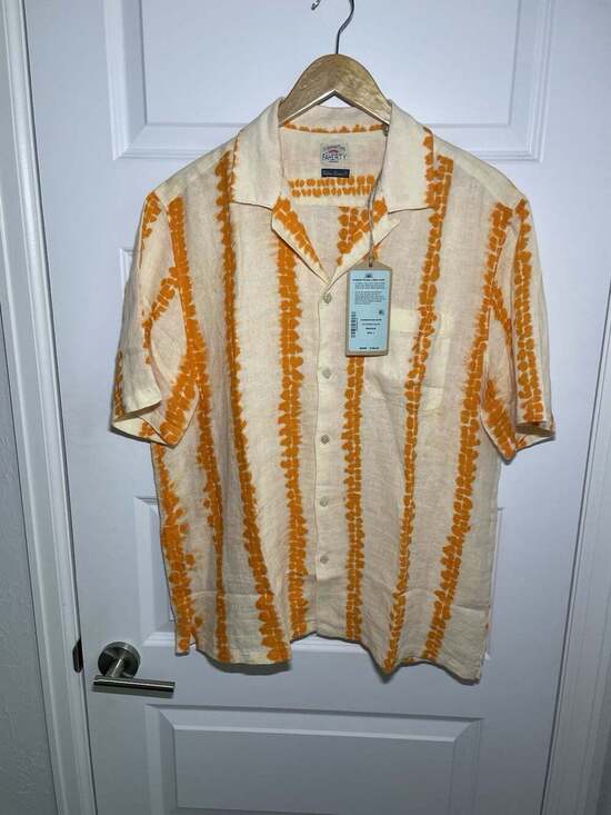 Faherty Other - New Faherty Shibori Palma Linen Shirt Camp Citrus Valley/Orange Cream NWT $168